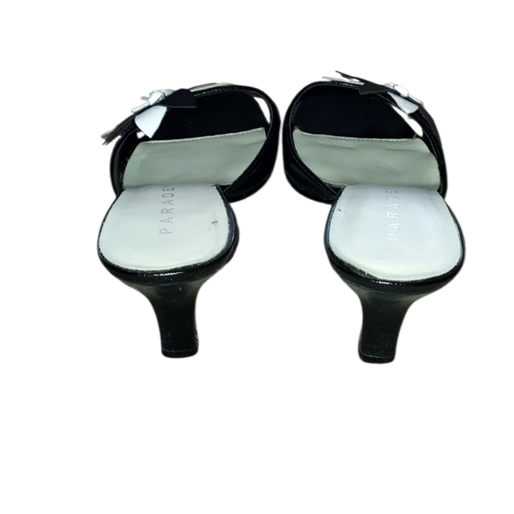 Black and White Parade Slide Kitten Heels - Picture 6 of 7